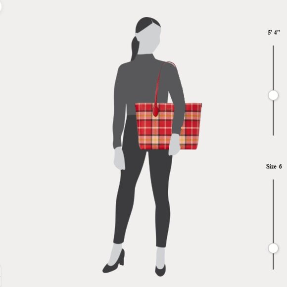 NWT Kate Spade Bleecker Museum Plaid Large Tote Bag KD642 Engine Red Multi - Picture 9 of 9
